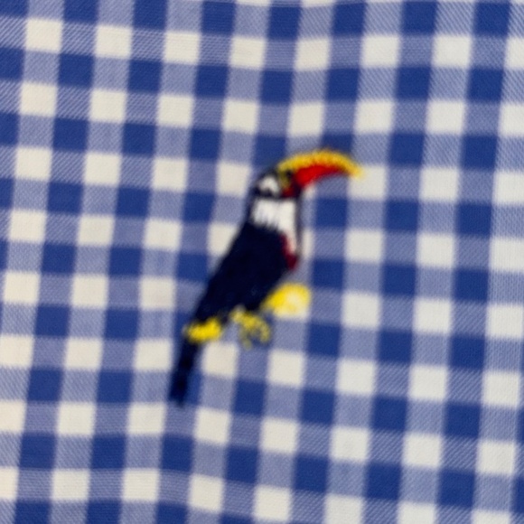 EUC Talbots Gingham Cotton Canvas Embroidered Toucan Skirt Size 16P 16 Petite - Picture 8 of 10